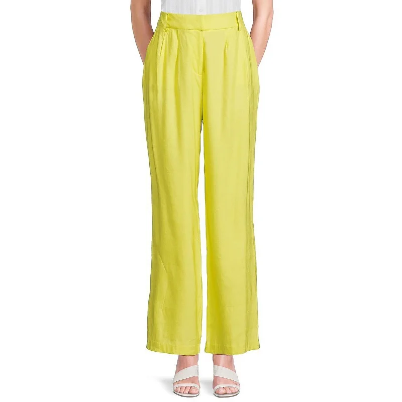 Womens Linen Blend Linen Wide Leg Pants