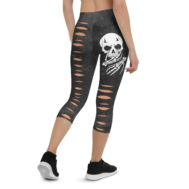 Skeleton 3D Cut Out Effect Capris