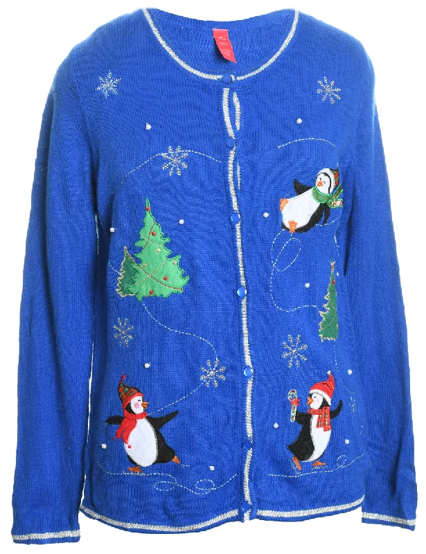 Blue Christmas Cardigan - M