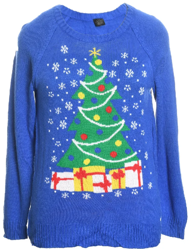 Blue Christmas Jumper - L