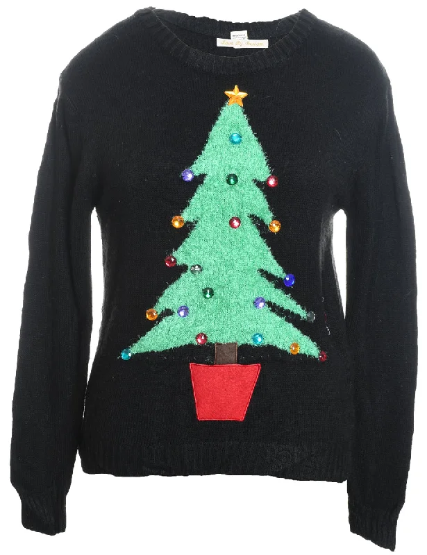 Christmas Tree Print Cardigan - M