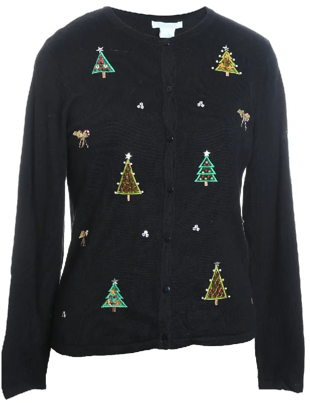 Christmas Tree Print Cardigan - S