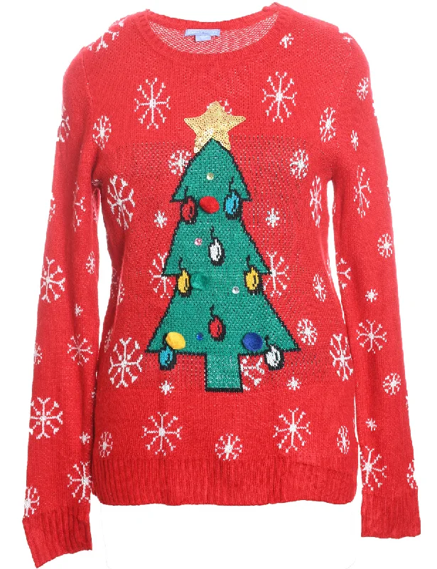 Christmas Tree Print Jumper - M