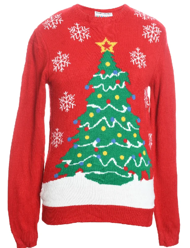 Christmas Tree Print Jumper - S