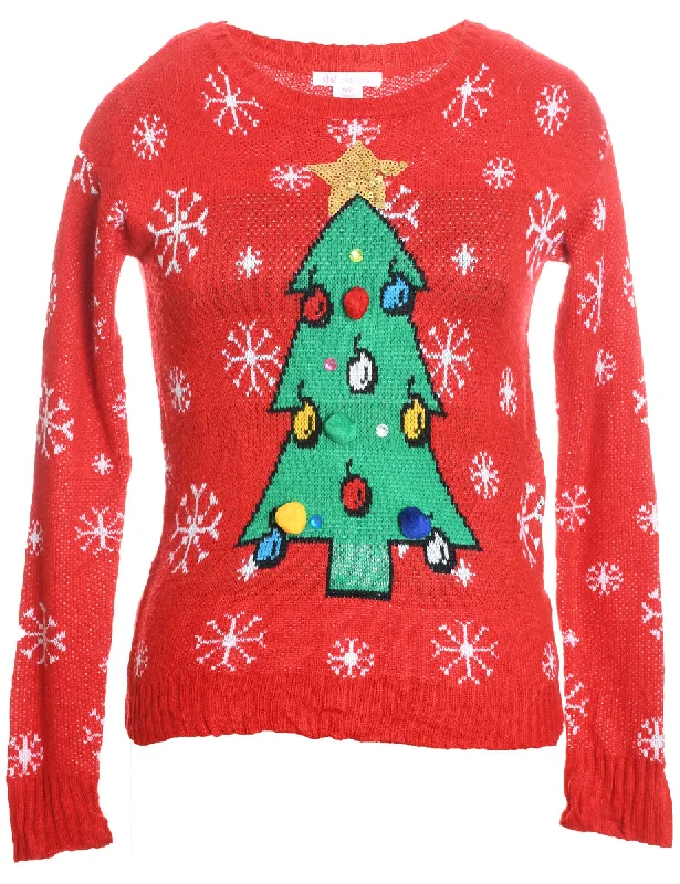 Christmas Tree Print Jumper - S