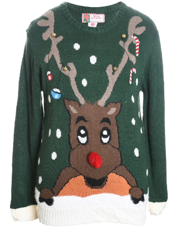 Dark Green Christmas Jumper - M