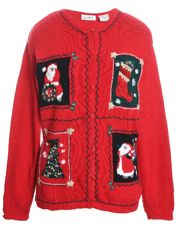 Festive Print Christmas Cardigan - M