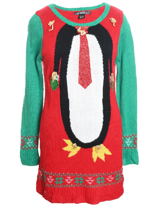 Festive Print Christmas Jumper - L