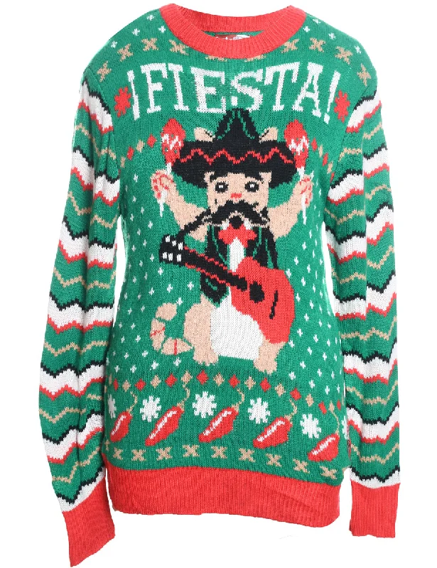 Festive Print Christmas Jumper - S