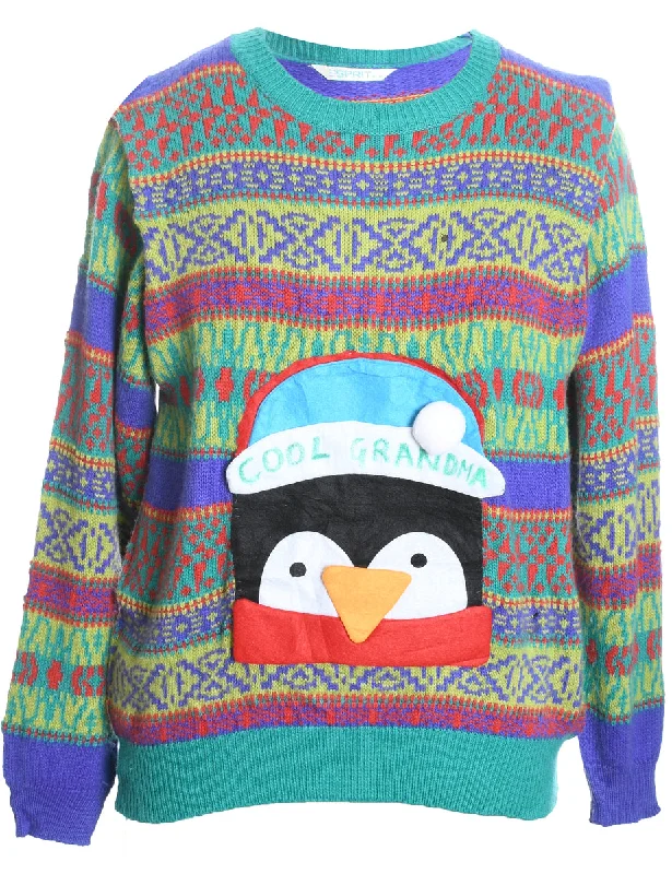 Festive Print Christmas Jumper - S