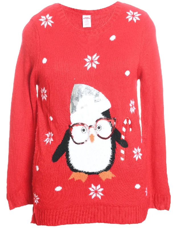 Festive Print Christmas Jumper - S