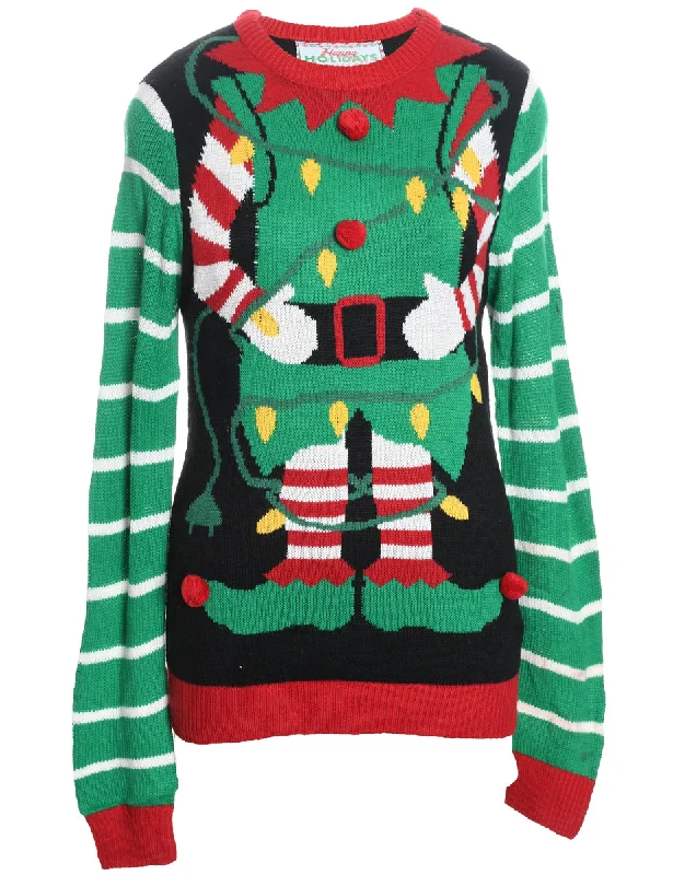 Festive Print Christmas Jumper - S