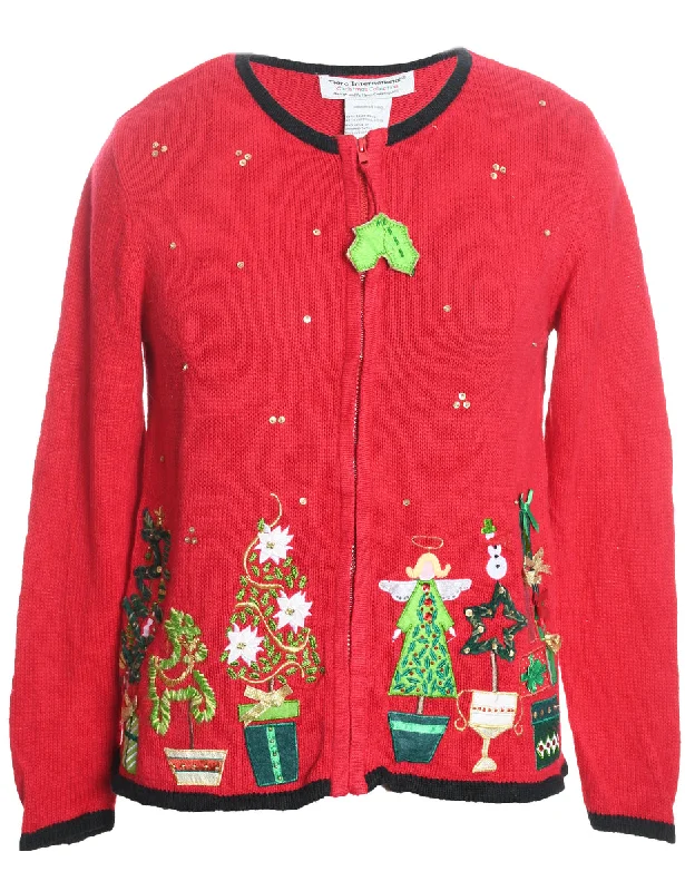 Floral Christmas Cardigan - M