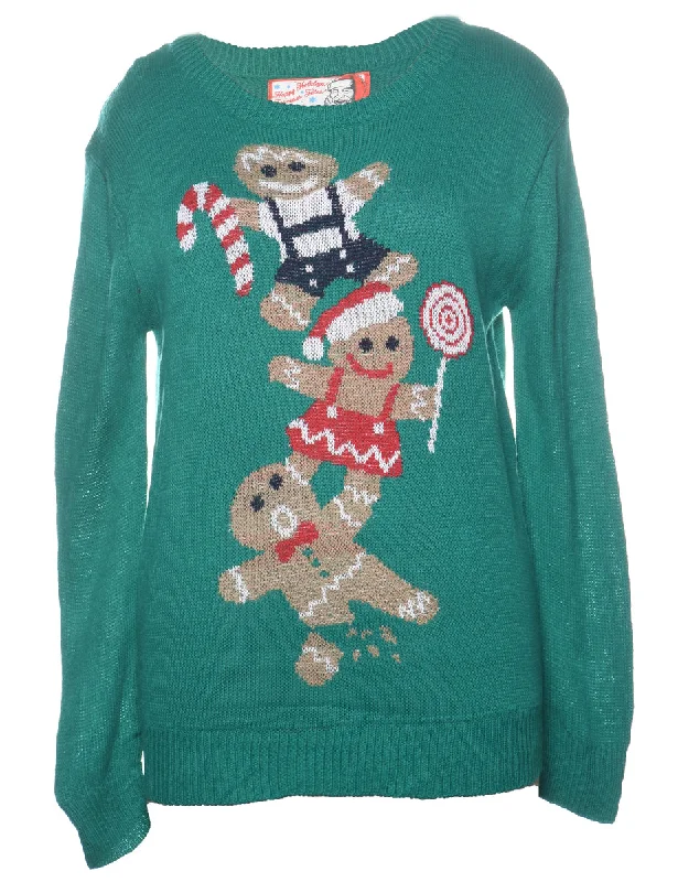 Green Christmas Jumper - L