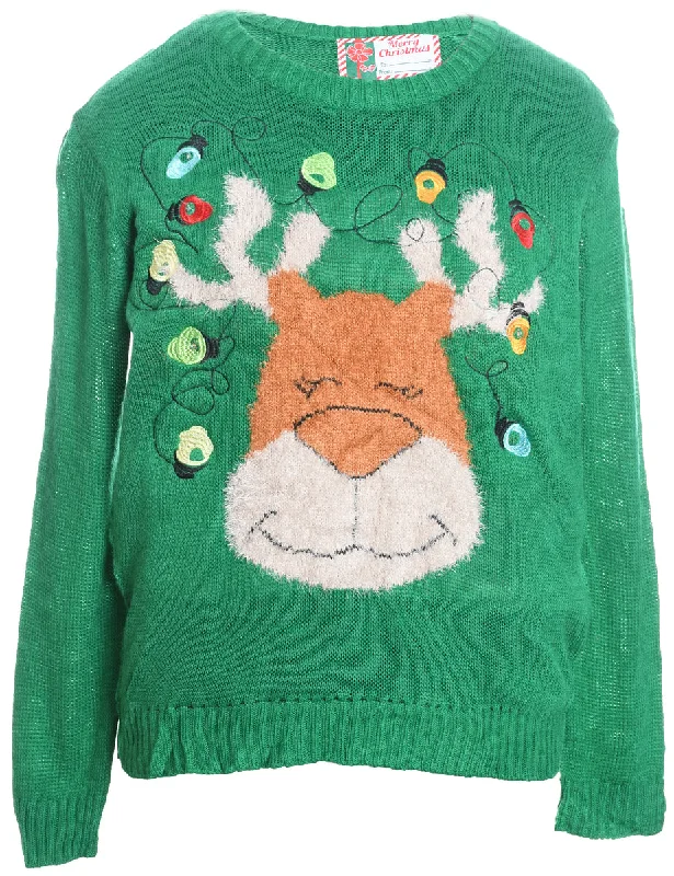 Green Knit Christmas Jumper - S