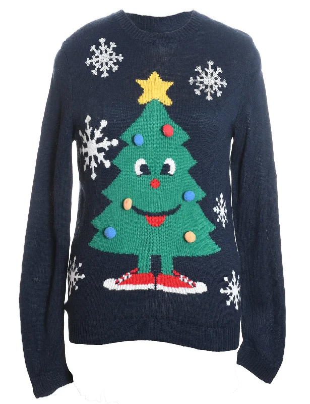 Navy Christmas Jumper - M