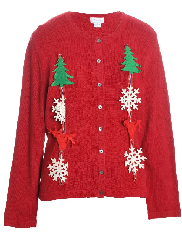 Red Christmas Cardigan - L