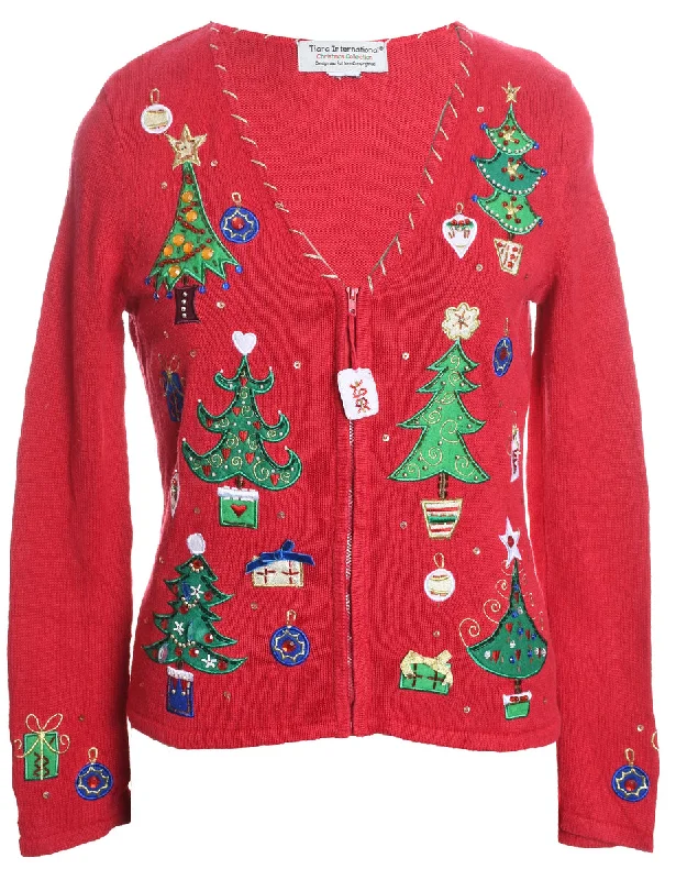 Red Christmas Cardigan - M