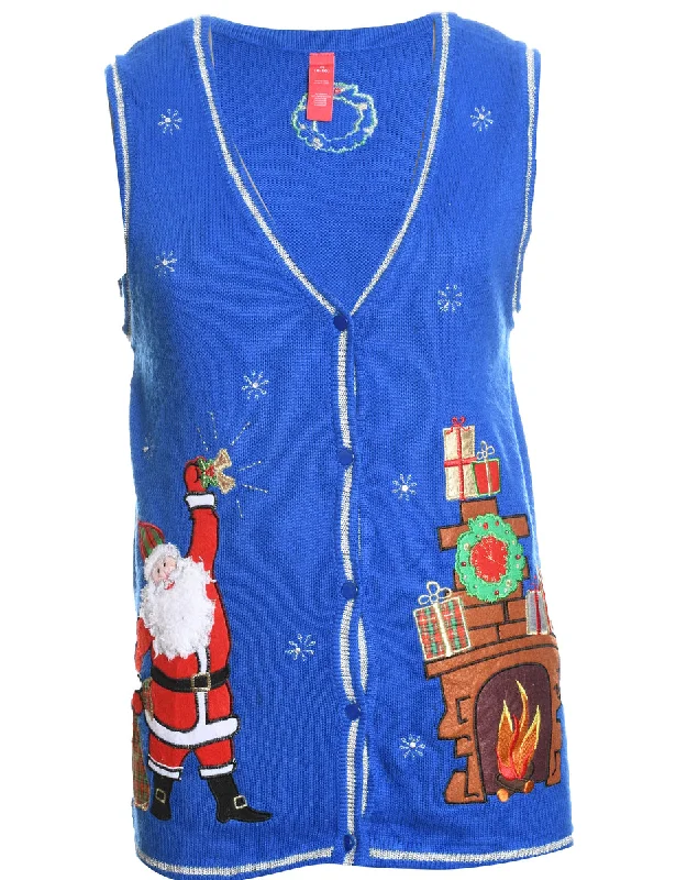 Santa Claus Christmas Sweater Vest - M