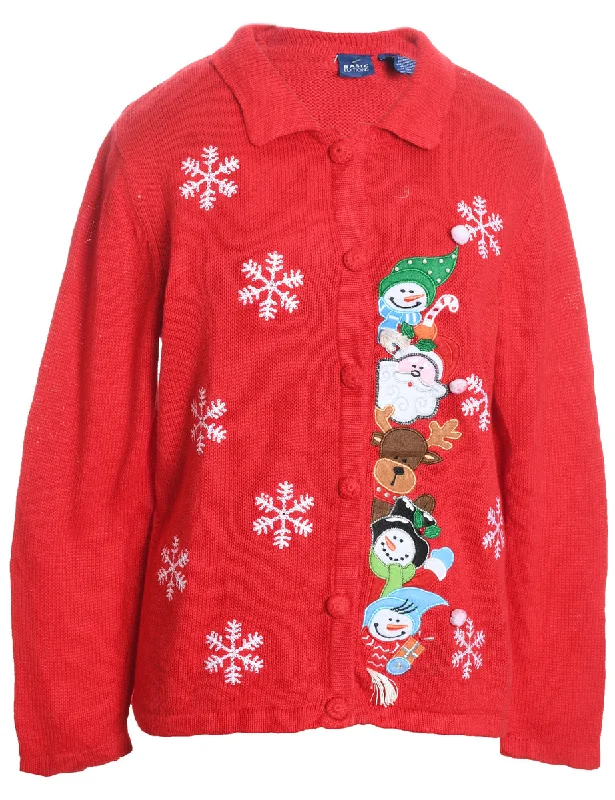 Snowman Christmas Cardigan - L