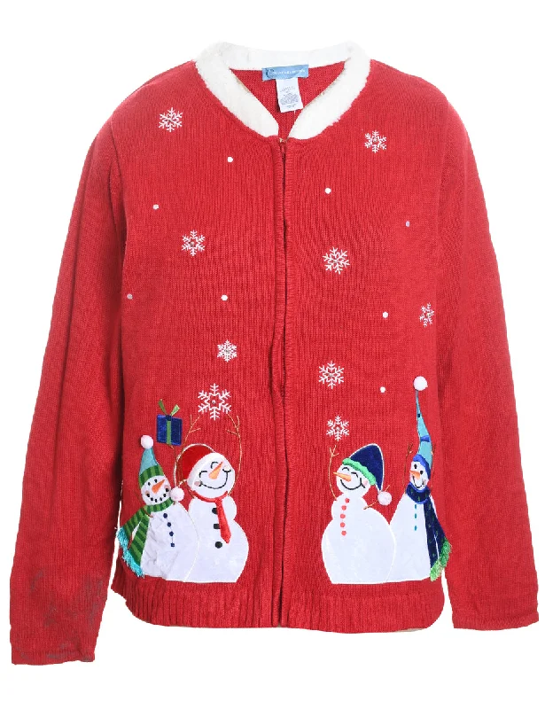 Snowman Christmas Cardigan - L