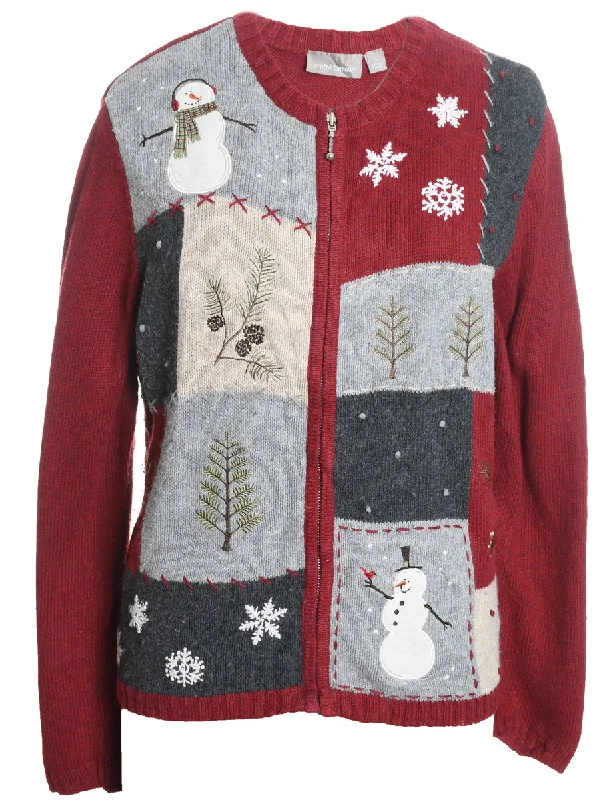 Snowman Christmas Cardigan - L