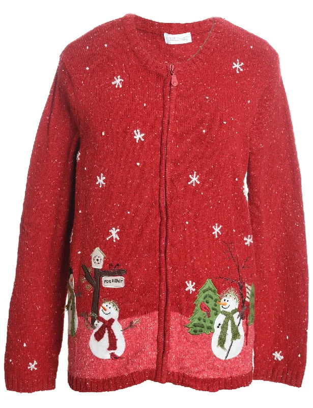 Snowman Christmas Cardigan - L