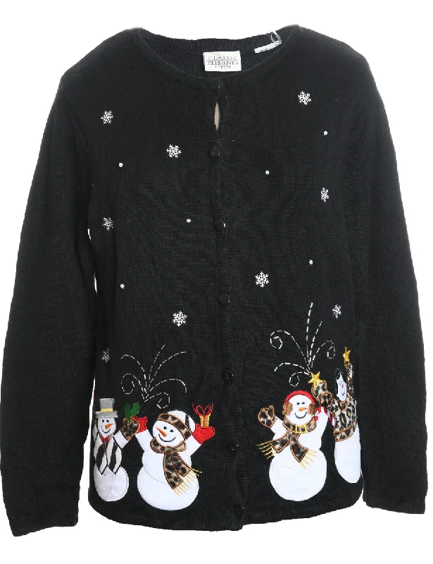 Snowman Christmas Cardigan - L