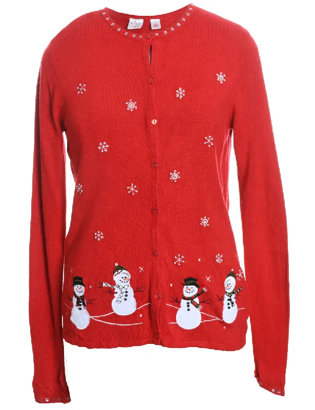 Snowman Christmas Cardigan - M