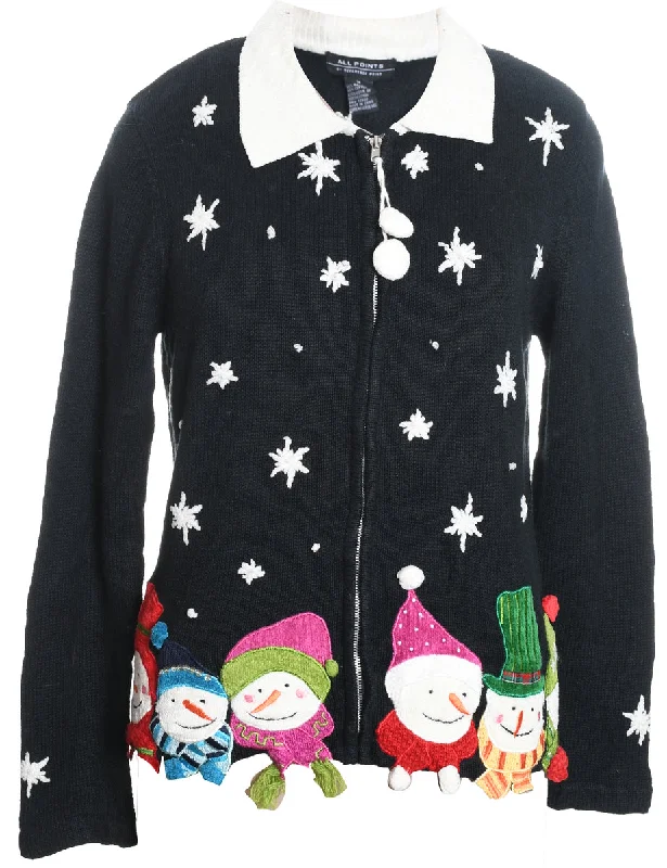 Snowman Christmas Cardigan - M