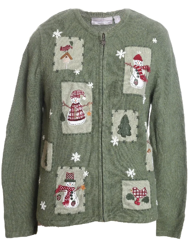 Snowman Christmas Cardigan - M