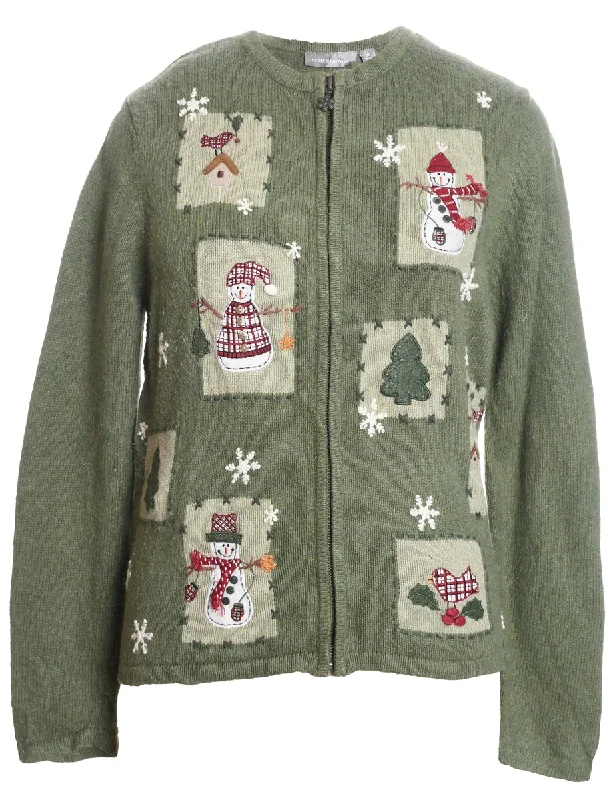 Snowman Christmas Cardigan - M