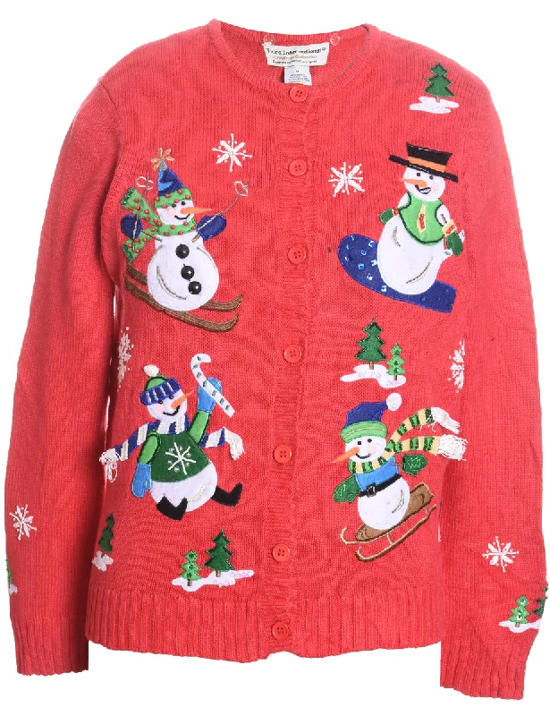 Snowman Christmas Cardigan - M