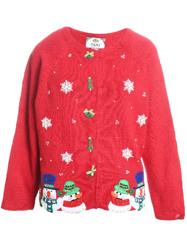 Snowman Christmas Cardigan - M