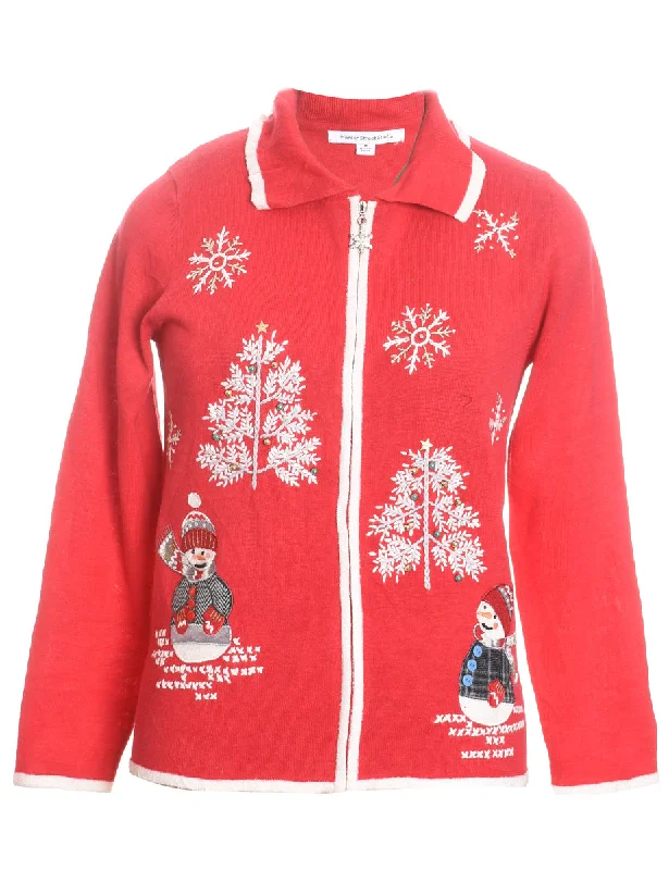 Snowman Christmas Cardigan - M