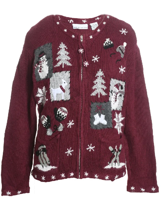 Snowman Christmas Cardigan - M