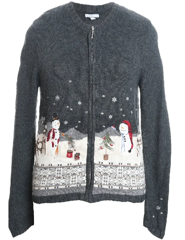 Snowman Christmas Cardigan - M