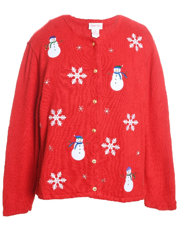 Snowman Christmas Cardigan - M