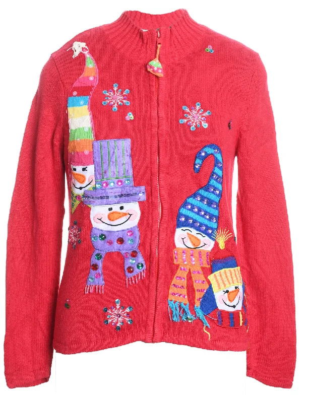 Snowman Christmas Cardigan - M