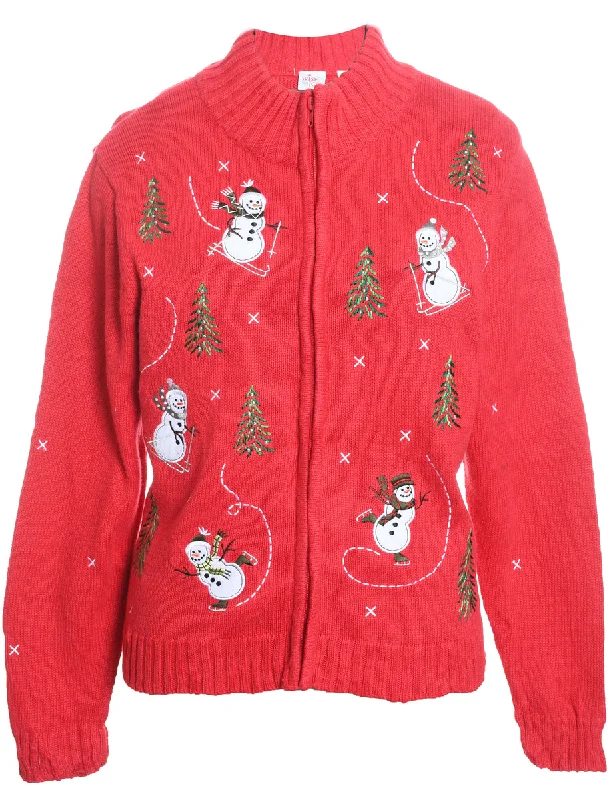 Snowman Christmas Cardigan - M