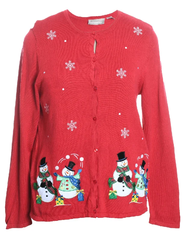 Snowman Christmas Cardigan - M