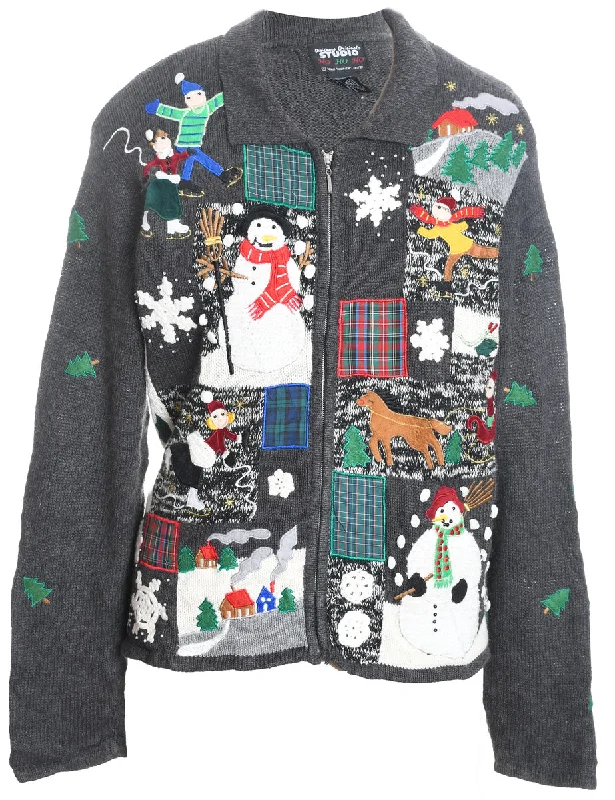 Snowman Christmas Cardigan - S