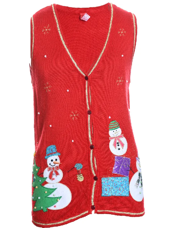 Snowman Christmas Sweater Vest - L