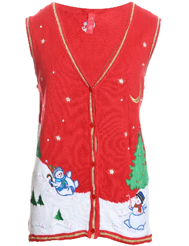 Snowman Christmas Sweater Vest - L