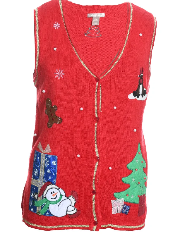 Snowman Christmas Sweater Vest - L