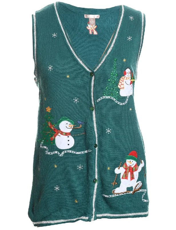 Snowman Christmas Sweater Vest - M