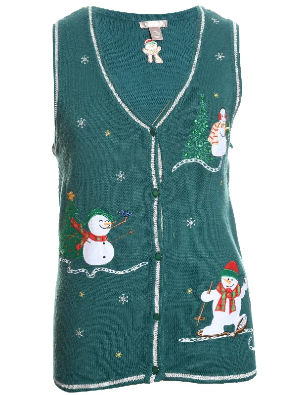 Snowman Christmas Sweater Vest - M