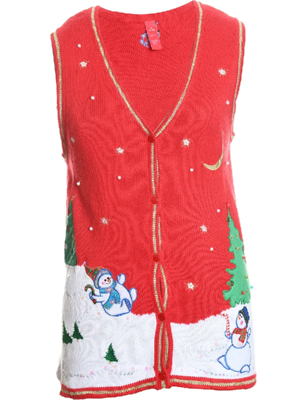 Snowman Christmas Sweater Vest - M