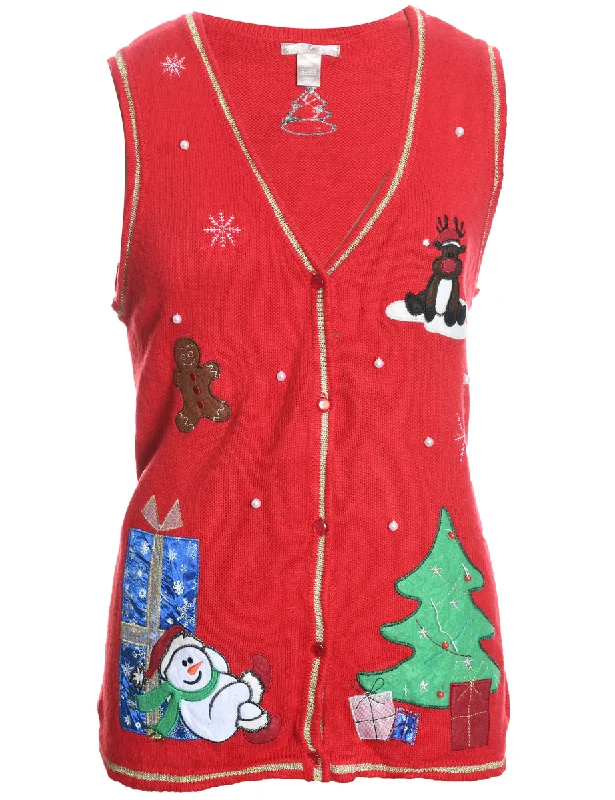 Snowman Christmas Sweater Vest - M