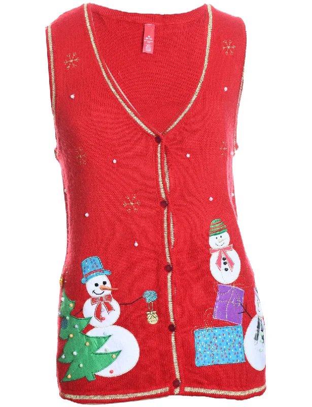 Snowman Christmas Sweater Vest - M